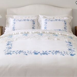 LOVE SHACK FANCY *BLUE ROSE DUVET COVER *SIZE: QUEEN *NWT $279.00